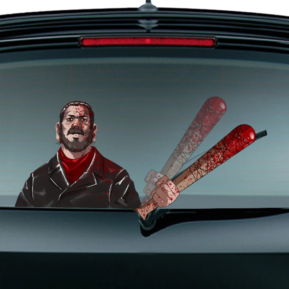 Types3 PVC Vehicle Printed Cartoon Decal Wiper Sticker Auto DIY Halloween Rear Windshield Removable Horror Reusable Car Styling - Цвет: Types3