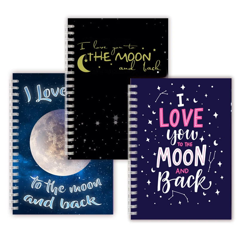 I Love You To The Moon And Back - Spiral Notebook Binder Note Book Blank Lined Page Charm Painting Poster Cover Mom Baby Gifts