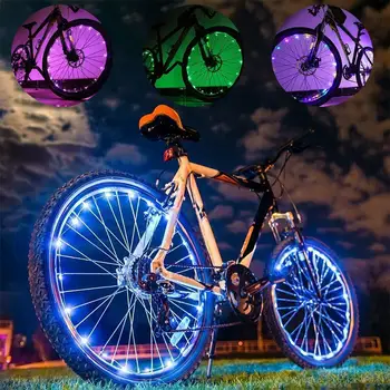 Multicolor 20 Led rowerowy rowerowy oświetlenie obręczy koło Led lampka na szprychy String Strip lampy wodoodporne koło rowerowe Strip Lamp tanie i dobre opinie CN (pochodzenie) FRAME SOLAR