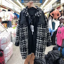 SuperAen осеннее и зимнее Новое Европейское женское Шерстяное Пальто из комбинированной кожи для диких девушек шерстяное пальто толстая женская одежда