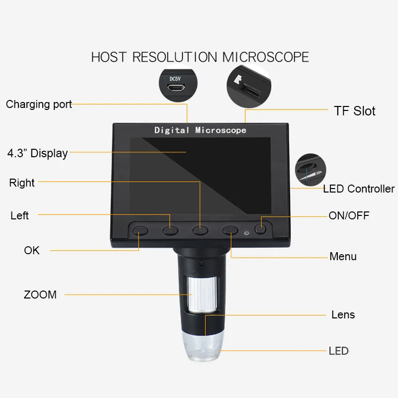 720P HD USB цифровой электронный микроскоп 4," ЖК-дисплей экран зум увелечительный эндоскоп светодиодная подставка в режиме реального времени PCB ремонт телефона