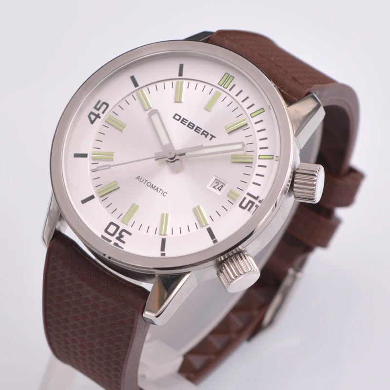 

Debert 45mm White Dial Luminous Hands Date Automatic Movement Mens Watch C5