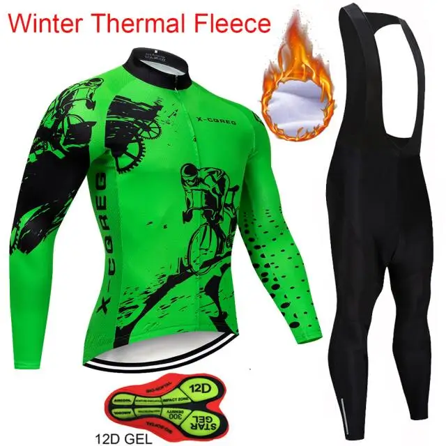 X-CQREG Pro Team Зимняя Теплая Флисовая одежда для велоспорта Ropa Ciclismo с длинным рукавом MTB велосипедная одежда уличная одежда - Цвет: 17