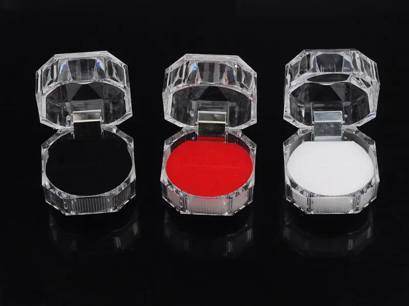 Free Shipping 30pcs/lot Hot Sale Jewelry Package Ring Earring Box Acrylic Transparent Wedding Packaging Jewelry Box