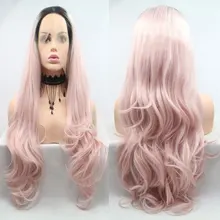 Темные корни розовый Омбре парики длинные тела волна термостойкие волокна свободный пробор синтетический 13*3 парик фронта шнурка для черных/белых женщин