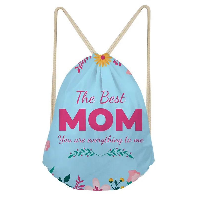 

Happy Mother's Day Drawstring Bag Nice Gift To Dear Mom Soft Convenient Backpack Canvas Bag Women Messenger Bags Mochila