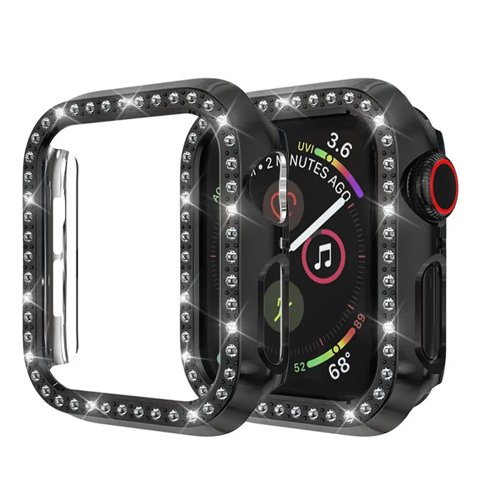 Защитный чехол для Apple Watch, версии 5/4/3/2/1 40 мм 44 расположен в городе дрель ПК Материал чехол s для наручных часов iWatch, версия 3, 2, 42 мм, 38 мм - Цвет: Черный