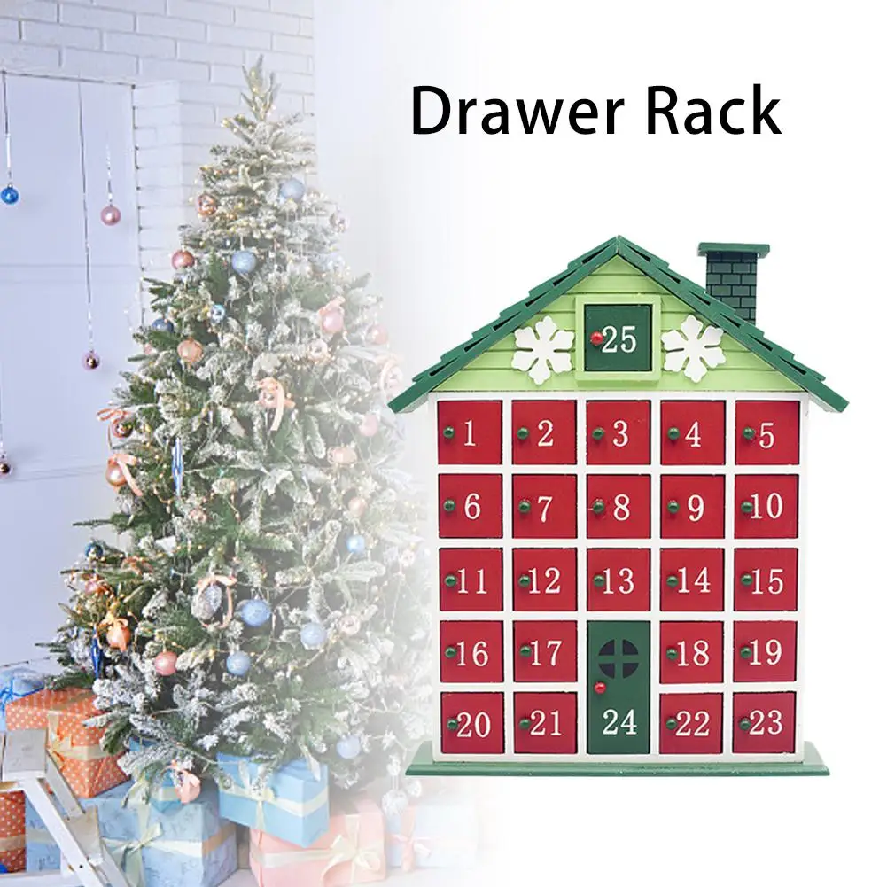 

Home Christmas Party Decor Wooden Countdown Calendar Storage Box Drawer Rack Children's Candy Gift Storage Box New Year Gift