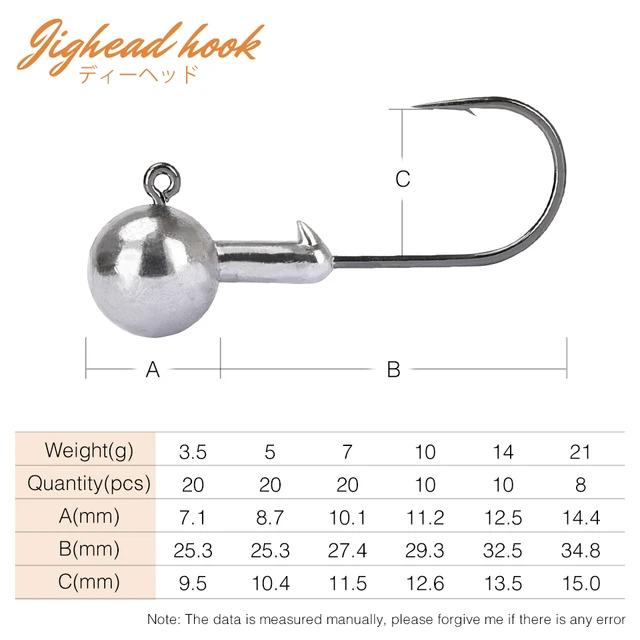 TSURINOYA Lead Head Jig Hook 3.5g 5g 7g 10g 14g 21g Jig Head Fishing Hook