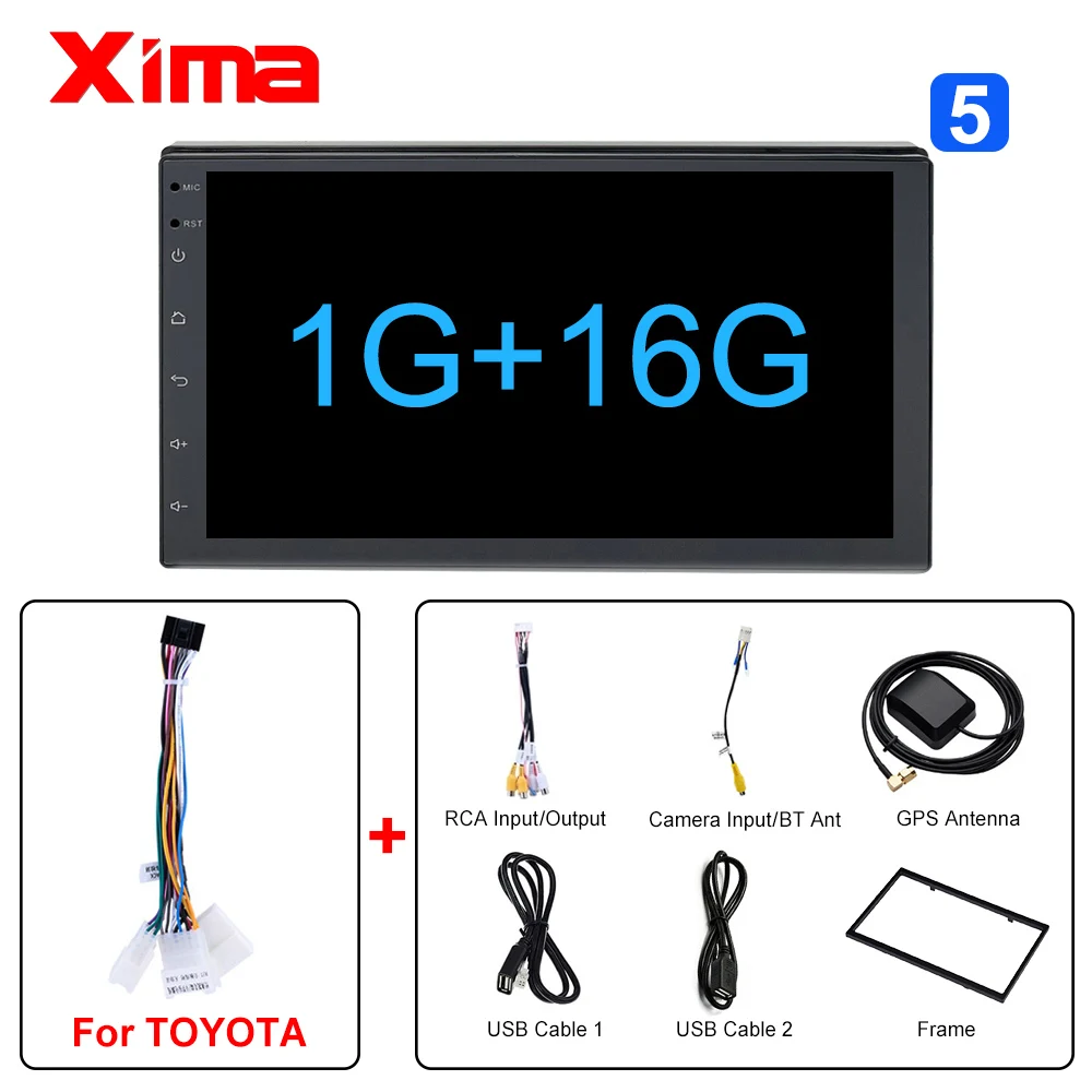 XIMA Android9.0 2Din Car Radio Multimedia Player " Universal RAM2G GPS Navigation Audio Player For Nissan Toyota Hyundai Polo - Цвет: 728-16-TOYOTA