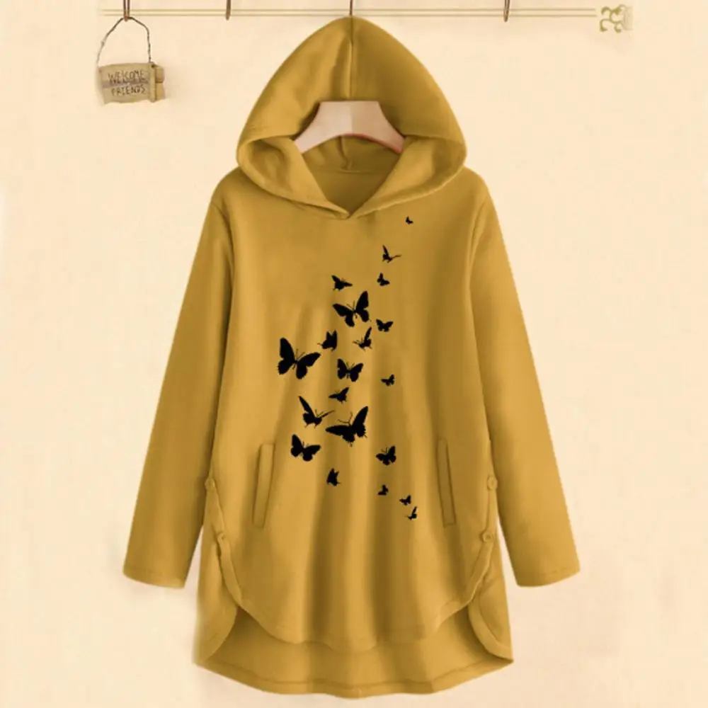Women Casual Cartoon Print Sweatshirt Autumn Winter Splicing Pullover Hoodies
