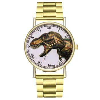 

Vintage Dinosaur Skull Roman Scale Alloy Dial Men's Quartz Watch Luxury Gold Stainless Steel Strap Watches Men Gift Couple Clock