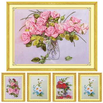 

DIY 3D Ribbon Rose Embroidery Kit, Needlework Embroidery, Cross Stitch, Embroidery for Beginner, DIY Wall Art Sewing Craft