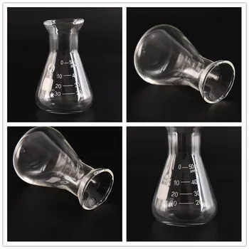 

50ml Flask Labratory Equipment Glass Wide Triangle Glass Flask Conical Flask Erlenmeyer Hot Clear