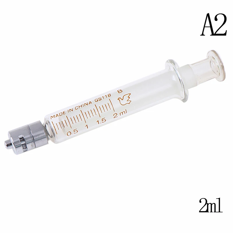 2ml Практичный 1 мл 2 мл 5 мл 10 мл 20 мл 30 мл 50 мл 100 мл стеклянный люэровский наконечник шприца голова многоразовый стеклянный шприц - Цвет: 2ml