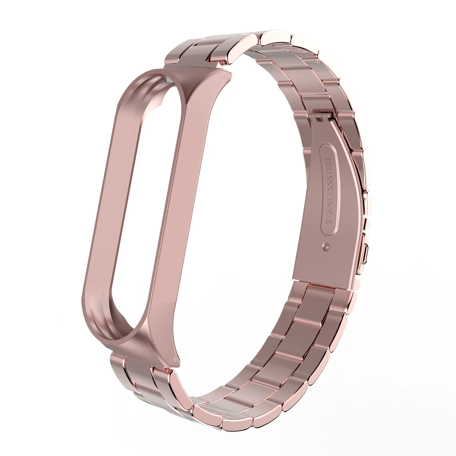 Rose Gold Gosear металлический ремешок из нержавеющей стали для Xiaomi Mi, 4 ремешка, роскошный изысканный браслет, Замена черного/роскошного золота/розового золота - Цвет: Rose Gold