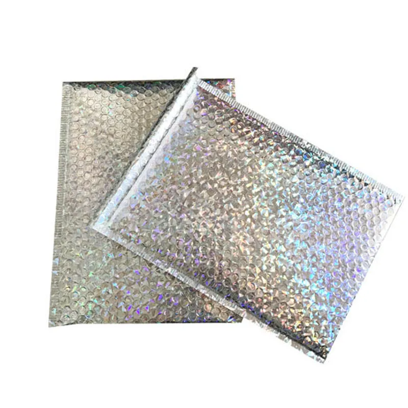 Laser silver 50 шт CD/CVD упаковка Пузырьковые почтовые пакеты Золотая бумага мягкие конверты Подарочный пакет пузырьковый почтовый конверт 15*13 см+ 4 см - Цвет: Laser silver