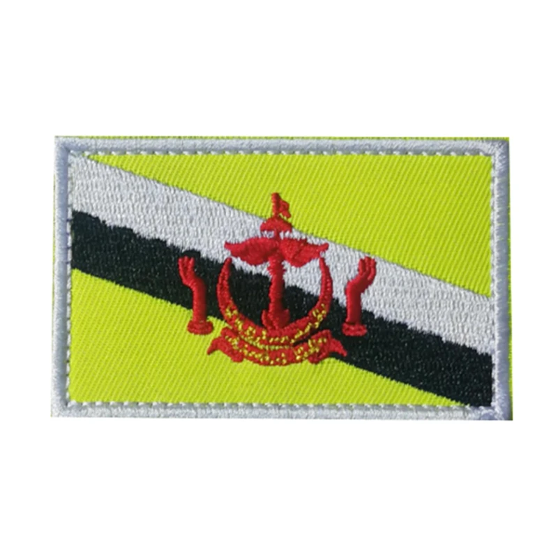 

Brunei Darussalam National Flag Embroidery Patch Embroidered Patches Military Tactical Armband Shoulder Mark Fabric Sticker