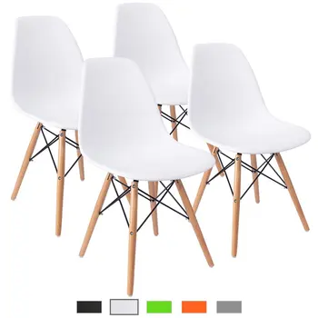 

Modern Dining Room Chair, Shell Lounge Colorful Plastic Chair for Kitchen,Dining, Bedroom,Study,Living Room Chairs 4 Pcs