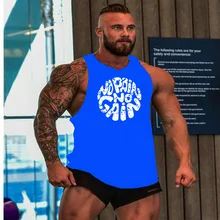 Новинка, летний спортивный жилет, мужская майка для тренировок в тренажерном зале, майка для бега, без рукавов, качественный хлопок, дышащий, удобный, с принтом, повседневный жилет