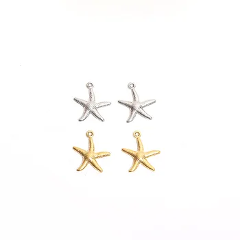 

20pcs/lot 316L Stainless Steel 15.5x15.5mm Hollow Gold Starfish Charm Pendants for Bracelet Necklace Jewellry Making Accessories