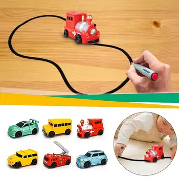 

Truck Toys For Children With Pen And Cell Draw Line Induction Rail truck Plastic Engineering Vehicles Inductive Truck Toy