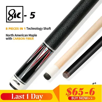

PREOAIDR 8K5 Billiard Pool Cue 8 Pieces in 1 Technology Maple/ Carbon Maple Shaft 11.75/ 12.75mm M Tip Uni-loc Joint Stick Kit