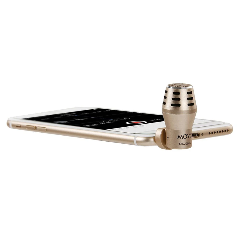 Gold iPod Touch Movo MA200 Omni-Directional Calibrated TRRS Condensor Microphone for Apple iPhone iPad