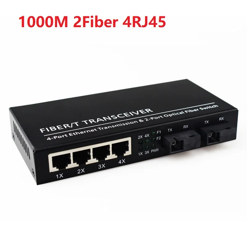 1000 м гигабитный 2 оптический 4 Ethernet одномодовый волоконно-оптический передатчик