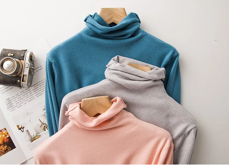 Водолазка, женский свитер, пуловеры, однотонный, вязанный, корейский стиль, осень, женский свитер, осенний, розовый, тянущийся, розовый, Женский Теплый джемпер