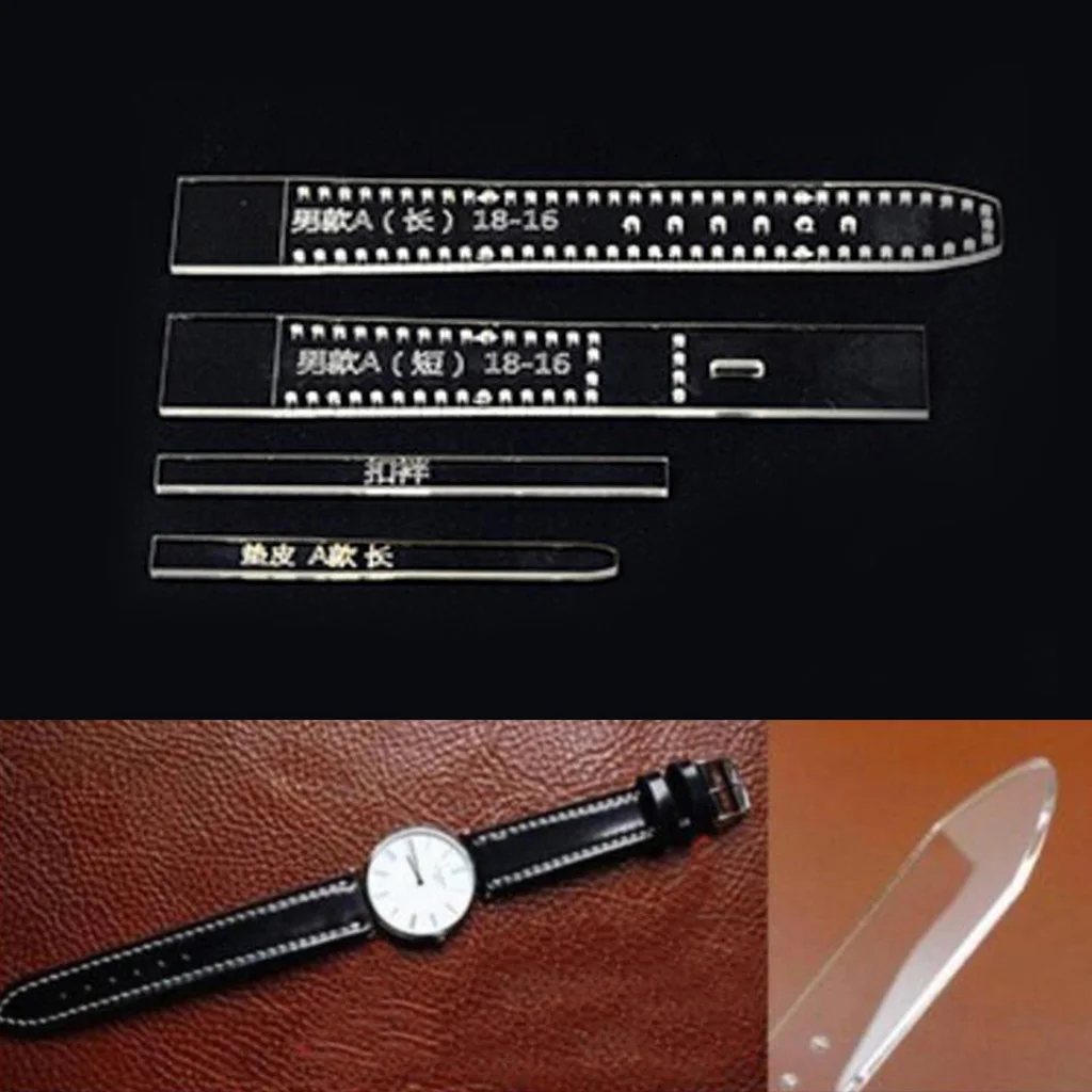 4 piezas/Conjunto de acrílico galería de símbolos plantilla para relojes pulsera de cuero de artesanía 