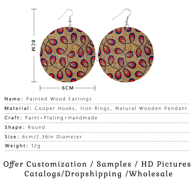 SOMESOOR Vintage Bohemian Flower Wooden Drop Earrings African Ethnic Beautiful Loops Pendant Dangle Jewelry For Women Gifts