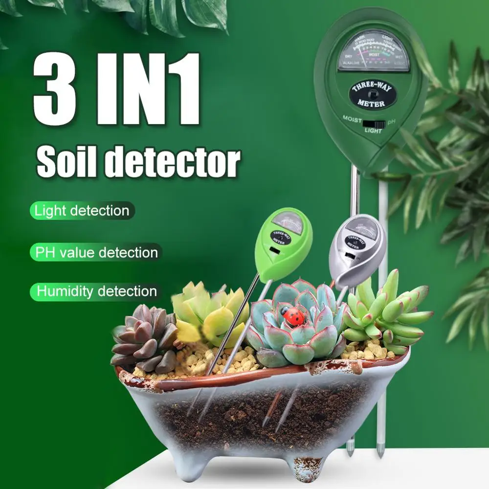 

3in1 Soil Water Moisture PH Meter Acidity Humidity Moisture/Light/pH Test For Sunlight Garden Plants Flowers Moist Tester