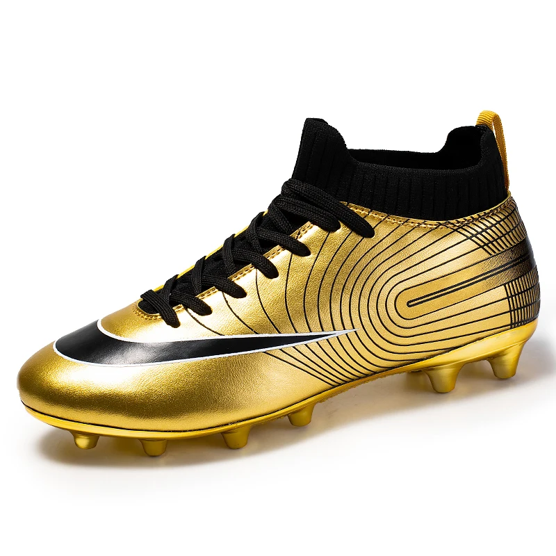 Botas de fútbol doradas para hombre niño, Zapatos de deporte aire libre, con pinchos largos, antideslizantes, novedad _ - AliExpress Mobile