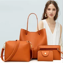 4 шт., набор женских сумок с верхней ручкой, большая Вместительная женская сумка, модная сумка на плечо, кошелек для девушек из искусственной кожи, сумка через плечо, кошелек