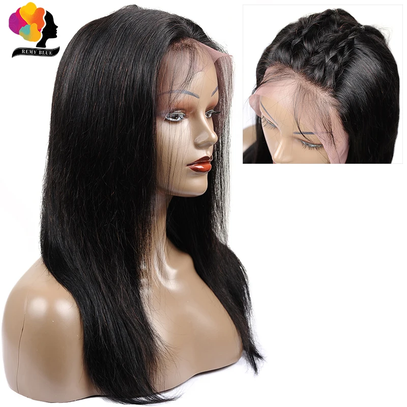 

Remyblue 13*4 Front Wig Brazilian Straight Lace Front Wig Natural Color Human Hair Wigs Remy Hair Pre Plucked With Baby Hair