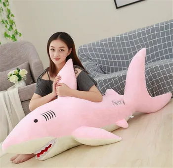 

59'' Big Shark Plush Toys Pink Shark Soft Stuffed Animals Giant Doll Gift 150cm Cotton Gift Birthday Reward Padding