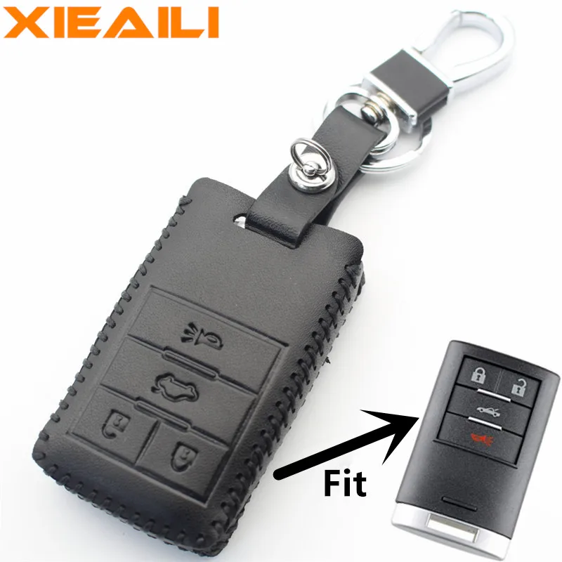 

XIEAILI Genuine Leather 4Button Keyless Entry Smart Key Case Cover For Chevrolet Corvette/Captiva S390