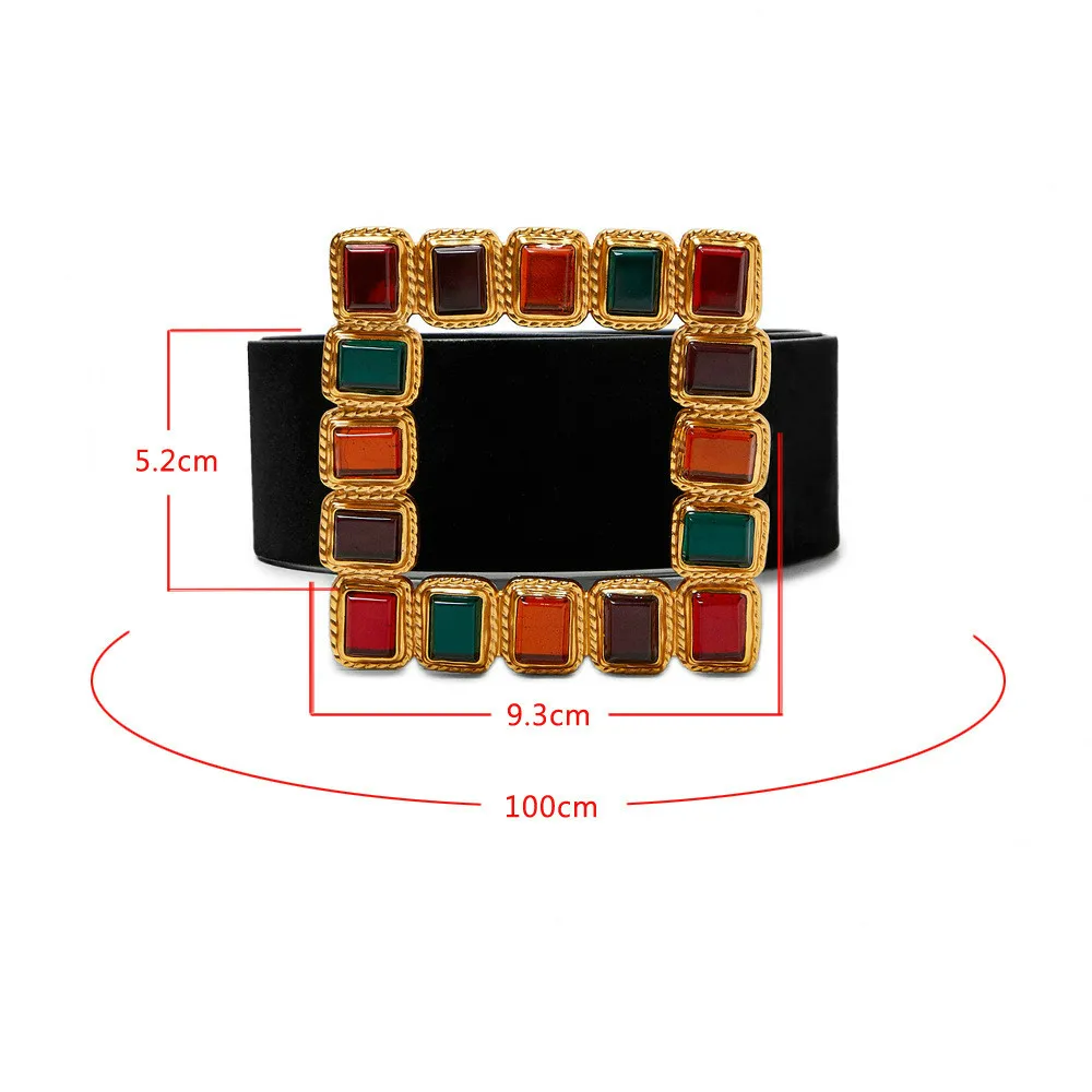 Красочный aлмазный квадратная пряжка Роскошный пояс бархатные женские ремни Длинные универсальные квадратные пряжки платье украшение старинный ремешок Cintos