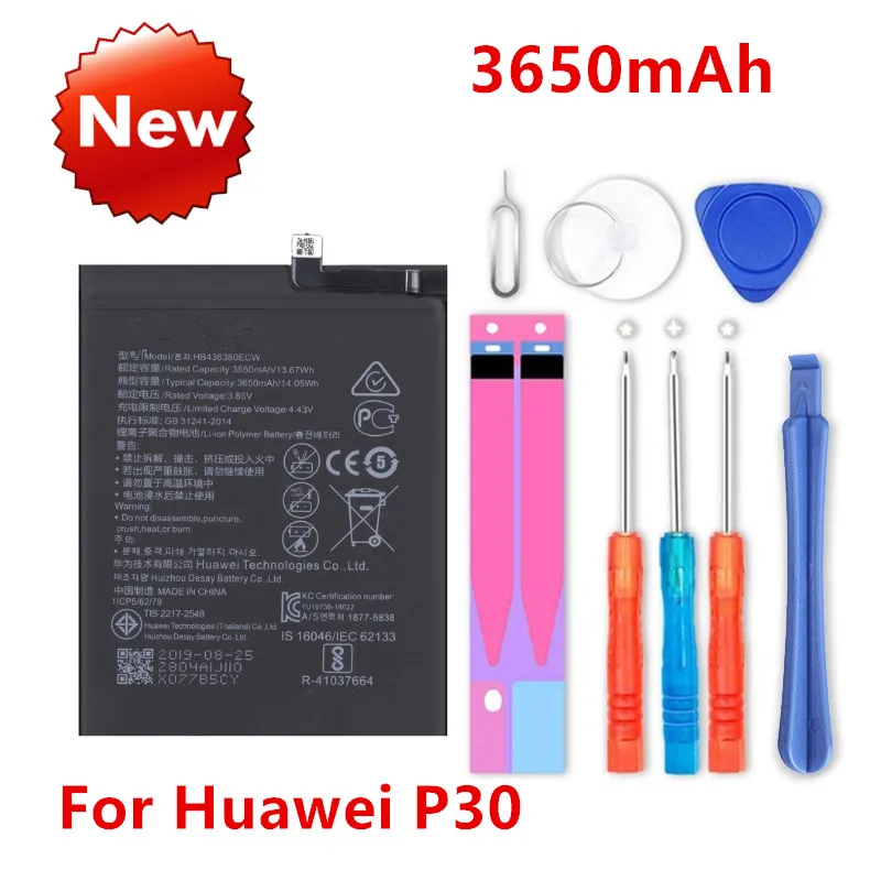 

Аккумулятор HB436380ECW 100% мА · ч для Huawei P30 3650 ELE-L09 ELE-L29 ELE-AL00