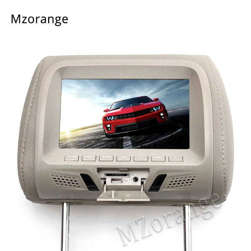 Универсальный автомобильный 7 дюймов Подушка монитор TFT светодиодный Экран общий Автомобильный подголовник монитор бежевый/серый/черный цвет AV USB SD MP5 FM Динамик - Цвет: Gray