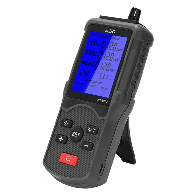 Jldg Tester di qualità dell'aria Co2 Tvoc misuratore di temperatura umidità  dispositivo di misurazione Monitor di anidride carbonica con schermo Lcd -  AliExpress