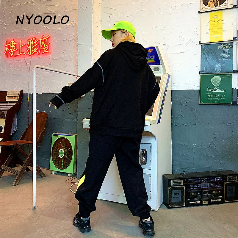 NYOOLO Harajuku стиль Винтажная с драконом печати толстовки осень уличная свободная длинный рукав с капюшоном Пуловеры Толстовка для женщин и мужчин Топ