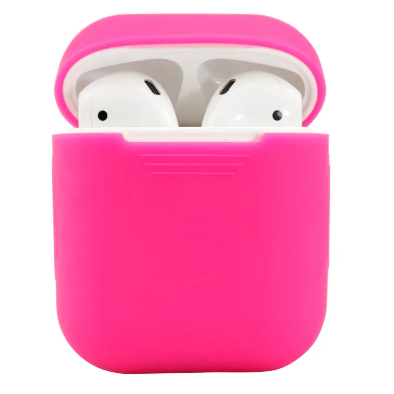 Мягкий силиконовый чехол, наушники для Apple Airpods, чехол, Bluetooth, беспроводные наушники, защитный чехол, коробка для Air Pods, наушники, сумка - Цвет: Rose red
