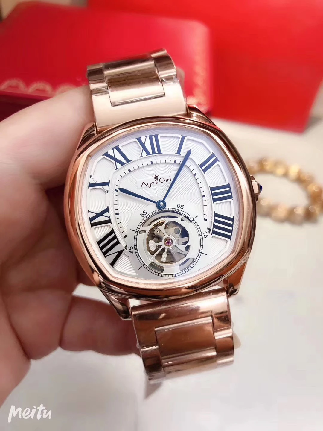 

Luxury Brand New Men Automatic Mechanical Sapphire Stainless Steel Rose Gold Black Brown Leather Luminous Rome Tourbillion Watch