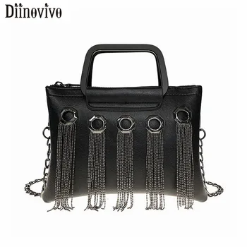 

DIINOVIVO Tassel Bag Handbags Women Hip Hop Style Purses and Handbags Double Zipper Crossbody Bag Female Shoulder Bag WHDV1212