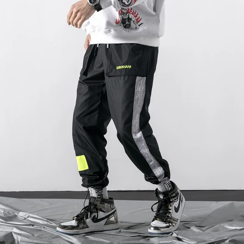black Розовый Jogger мужские уличные спортивные штаны тонкие шаровары хип хоп мужские спортивные штаны повседневные мужские большие размеры 5XL HZ196 - Цвет: black