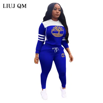 

2020 Autumn Set Plus Size Club Outfits Women Long sleeve Print Jogger Sets Hooded Tracksuits Two Piece Set Hoodies Suit Hooded