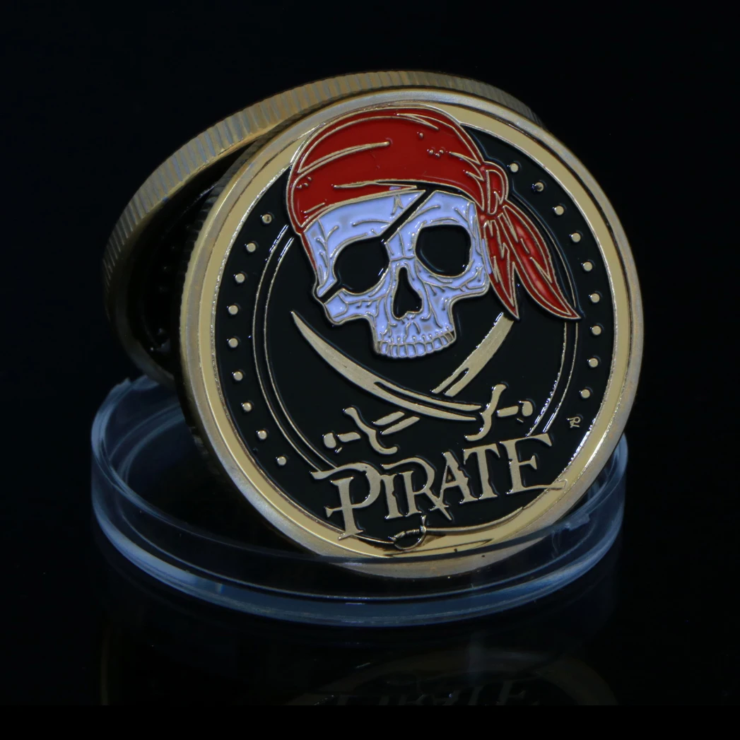 Skull Pirate Ship Gold Commemorative Coin Treasure Island Bay Sailing Lion of The Sea Souvenir Collectible | Дом и сад
