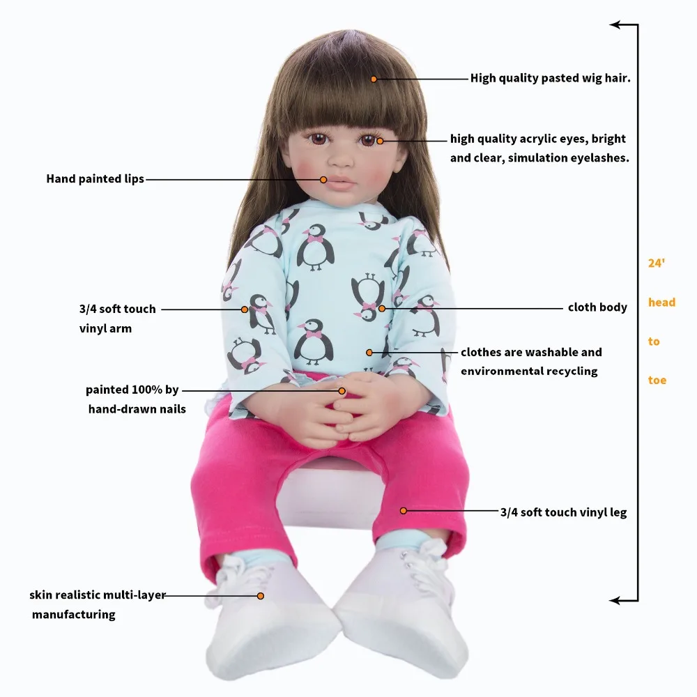 Детская кукла-игрушка 2" 60 см bebes младенец получивший новую жизнь девочка силиконовая виниловая Кукла реборн Детские куклы игрушки для детей подарок на день рождения